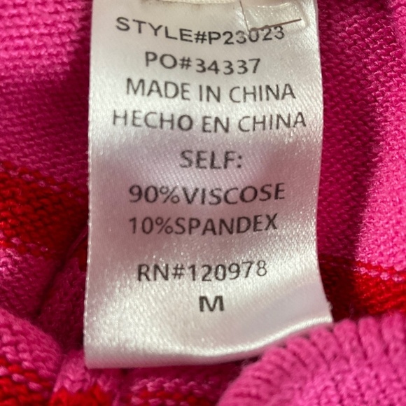 Entro Pink & Red Striped Knit Shorts  Size Medium Drawstring Waist Loungewear - Picture 5 of 6